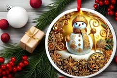 Round Christmas Ornament Sublimation|Clipart Product Image 1