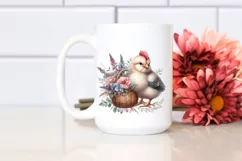 Cute Baby Chicken Holding Flower Basket Clipart Product Image 2