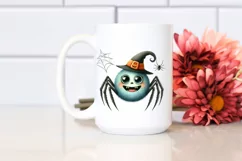 Funny Watercolor Haloween WIMSICAL Spider Clipart Product Image 2