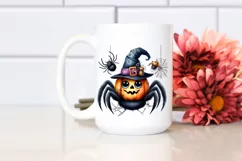 Funny Watercolor Haloween WIMSICAL Spider Clipart Product Image 2
