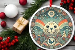 Round Christmas Ornament Sublimation|Clipart Product Image 2