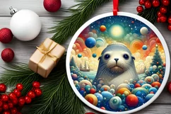Round Christmas Ornament Sublimation|Clipart Product Image 2