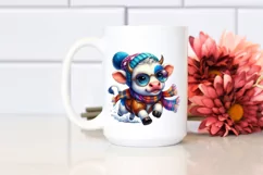 Running Baby Cow for Winter PNG Product Image 2
