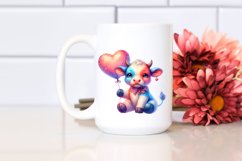 Colorful Cow with Heart Balloon, PNG Product Image 2