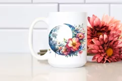 Vibrant Half Moon with Flowers, Transparent PNG Product Image 2