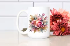 Colorful Abstract with Pink Roses and Gold Insertions PNG Product Image 2