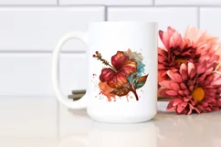 Abstract Wooden Hibiscus | Sublimation | Clipart Product Image 2