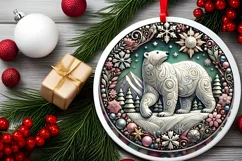 Round Christmas Ornament Sublimation|Clipart Product Image 1