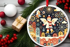 Round Christmas Ornament Sublimation|Clipart Product Image 1