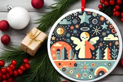 Round Christmas Ornament Sublimation|Clipart Product Image 1