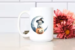 Cute Baby Seal on Halloween Moon PNG Product Image 2