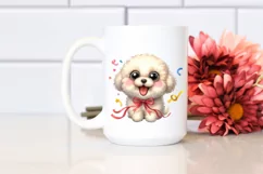 Cute Watercolor Bichpoo Sitting | Sublimation | Clipart Product Image 2