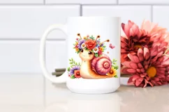 Watercolor Snail Flower Crown | Clipart Product Image 2