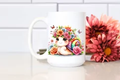 Watercolor Snail Flower Crown | Clipart Product Image 2