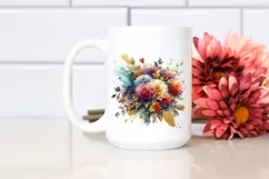 Colorful Bouquet Gold Foil Chrysanthemum | Sublimation Product Image 2