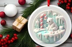 Round Christmas Ornament Sublimation|Clipart Product Image 1