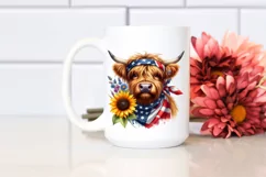 Proud Highland Cow with Sunflower | Clipart Product Image 2