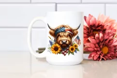 Proud Highland Cow with Sunflower | Clipart Product Image 2