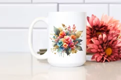 Colorful Bouquet Gold Foil Begonia | Sublimation Clipart Product Image 2