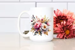 Vibrant Bouquet Gold Foil Peonies | Sublimation Clipart Product Image 2