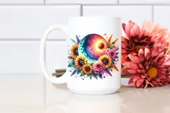 Colorful Half Moon with Sunflowers Clipart, High-Quality PNG Product Image 2