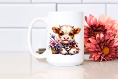 Baby Highland Cow with Lobelia | Clipart Product Image 2