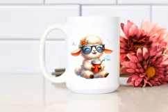 Whimsical Watercolor Lamb Cup Coffee Smiling Product Image 2