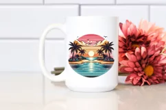 Vintage Tropical Island Sunset Clipart Product Image 2