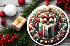 Round Christmas Ornament Sublimation|Clipart Product Image 2