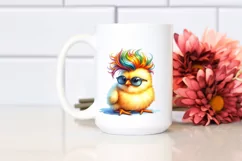 Goofy Sitting Chicken Watercolor PNG Product Image 2