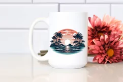 Vintage Tropical Island Sunset Clipart Product Image 2