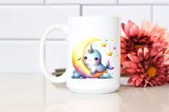 Colorful Smiling Baby Narwhal Clipart Product Image 2