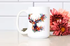 Artistic Vibrant Deer Flowers Sticker | Clipart Product Image 2