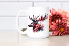 Artistic Vibrant Deer Flowers Sticker | Clipart Product Image 2