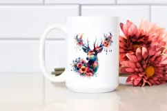 Artistic Vibrant Deer Flowers Sticker | Clipart Product Image 2