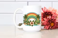 Vintage Tropical Rainbow Flower Sticker | Clipart Product Image 2