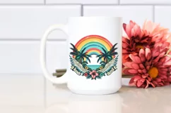 Vintage Tropical Rainbow Flower Sticker | Clipart Product Image 2