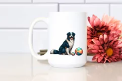 Border Collie in Sunset Beach Watercolor Clipart Product Image 2