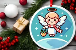Round Christmas Ornament Sublimation|Clipart Product Image 1