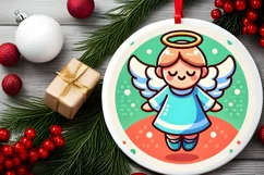 Round Christmas Ornament Sublimation|Clipart Product Image 1