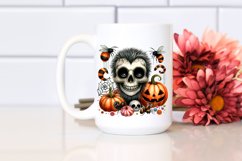 Funny Watercolor Halloween Skull Clipart Product Image 2