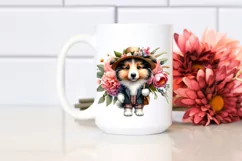 Cute Collie Flower Bouquet Clipart Product Image 2