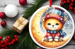 Cute Baby Lion on Moon PNG Product Image 2