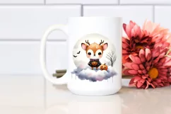 Simple Baby Deer on Halloween Cloud PNG Product Image 2