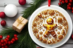 Round Christmas Ornament Sublimation|Clipart Product Image 1