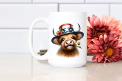 Funny Highland Cow with Sun Hat Clipart Product Image 2