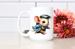 cute Baby Mouse Running with Raincoat PNG Product Image 2