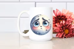 Watercolor Funny Expressive Moon PNG Product Image 2
