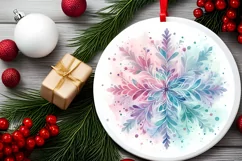 Snow Flake Christmas Round Cute Ornament Sublimation Product Image 1