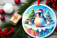 Watercolor Winter Penguins PNG Product Image 2